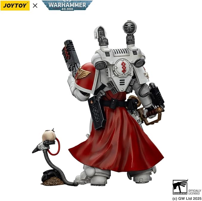 JOYTOY Warhammer 40K Blood Angels Sanguinary Priest with Heavy Bolt Pistol, chainsword and narthecium 1:18 Scale Action Figure Mecha Joy Toy Collection Model 4.84in