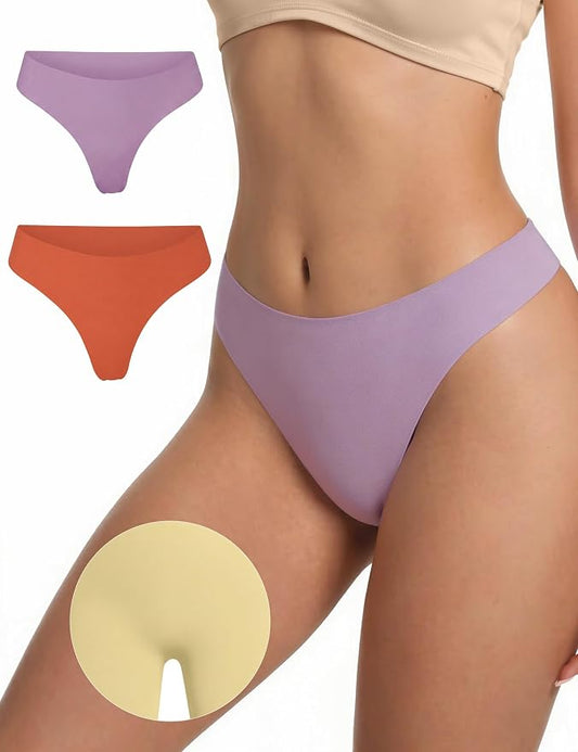 Seamless Thongs for Women No Show G-String Thong Breathable Cotton Panty Liners Underwear for Yoga Workout Gym