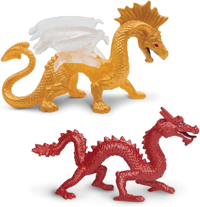 Safari Ltd Dragons Designer TOOB - 6 Mini Figurines Including Forest, Ice, Midnight Moon, Mountain, Cloud and Chinese Horned Dragon - Toy Figures for Boys, Girls & Kids Ages 3+