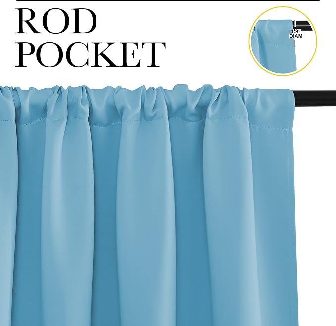NICETOWN RV Blackout Curtains for Camper Windows, Teal Blue, 34" x 36", Set of 2, Kitchen Short Blackout Curtains & Drapes, Thermal Insulated Rod Pocket Window Treatment Draperies for Nursery