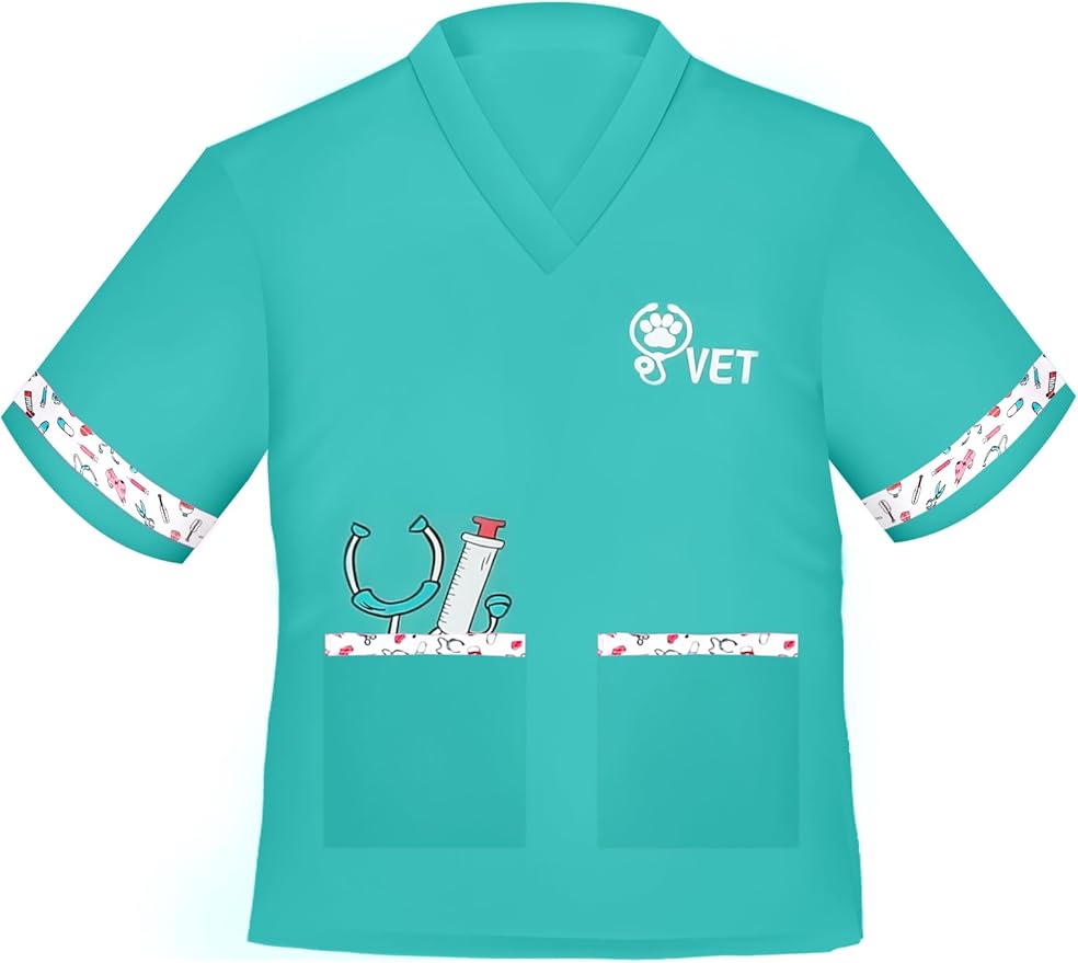 ANPHILE Kids Veterinarian Costume, Kids Doctor Vet Costume Outfit Pretend Play Dress Up Set for Halloween