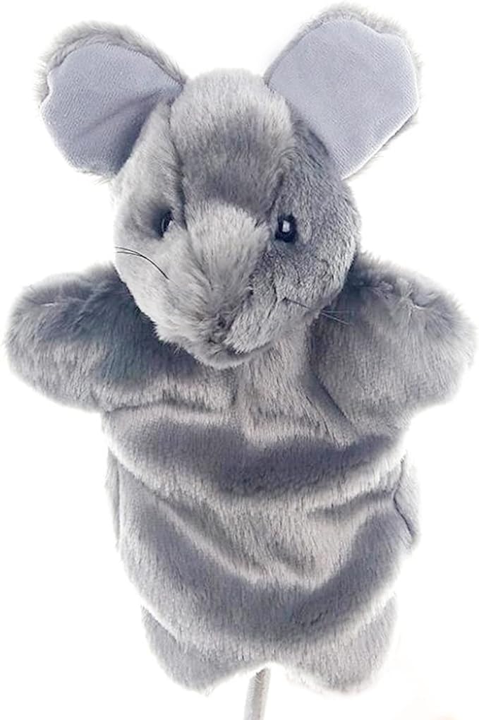 Mouse Hand Puppets Plush Animal Toys for Kids Imaginative Pretend Play Storytelling Gray