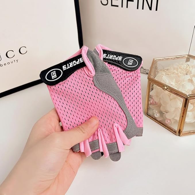 Kids Fingerless Cycling Gloves Non-Slip Bike Gloves for Youth Girls Boys 3-14T, Breathable Gloves for Skating Scooter