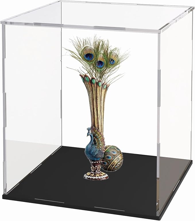 Acrylic Display Case for Collecibles, Clear Square Acrylic Box for Figures Statues Toys and Trophy, 10" L x 14" W x 14" H