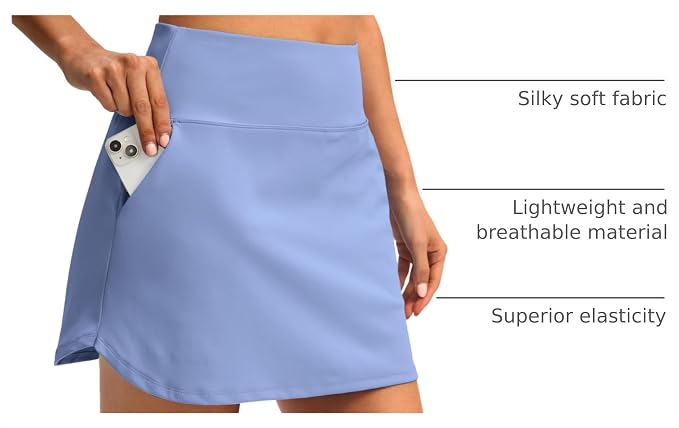16'' Skorts for Women with 4 Pockets Athletic Tennis Golf Skirt | Built-in Shorts, High Waisted, Stretchy, A Line, Casual, Pickleball, Skort