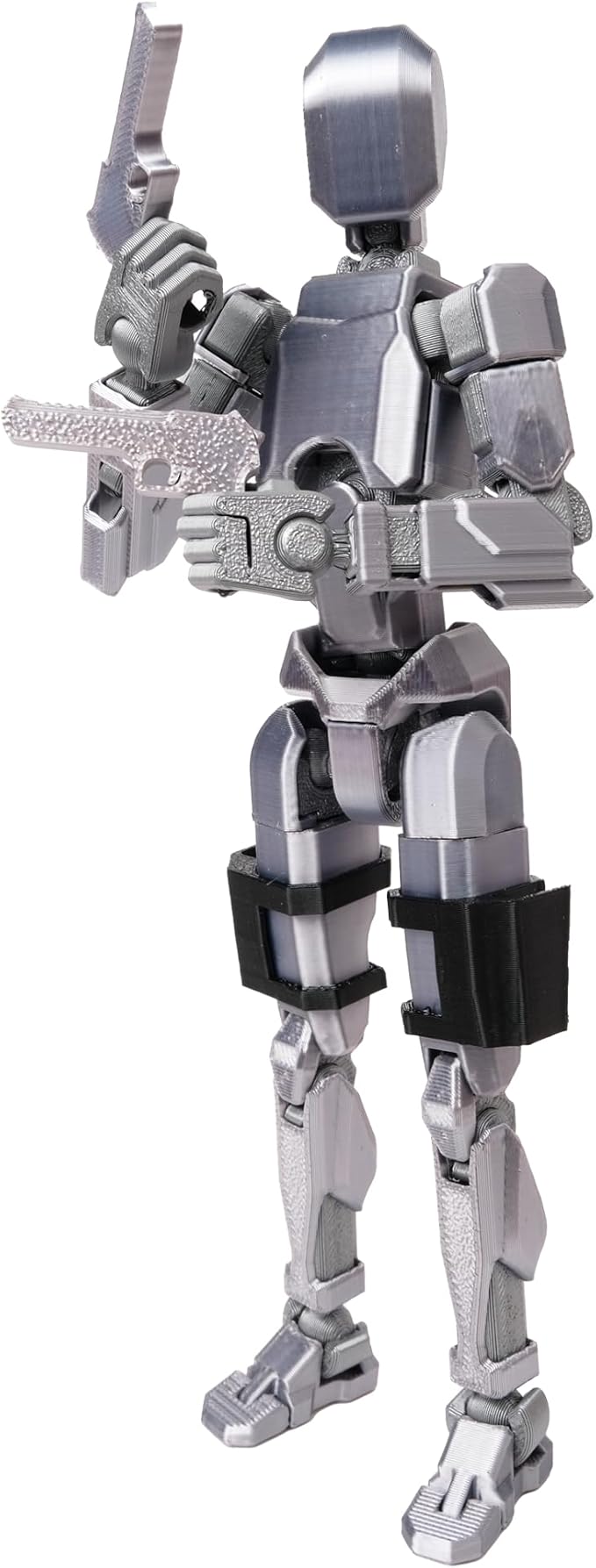 (Assembly Completed Dummy 20 Action Figure, 8.1 inches， Strong Magnetic Accessories， 8 Types of Weapons 3D Printed Robot Multi-Jointed Movable, Spider Ninja Series (Bright Silver)
