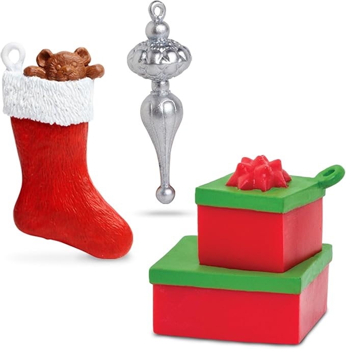 Safari Ltd. Christmas Designer TOOB - 8 Detailed Figurines: Christmas Tree, Stocking, Candy Cane, Ornament, Snowman, Sleigh, Gifts, and Santa - Educational Toy Figures For Boys, Girls & Kids Ages 3+