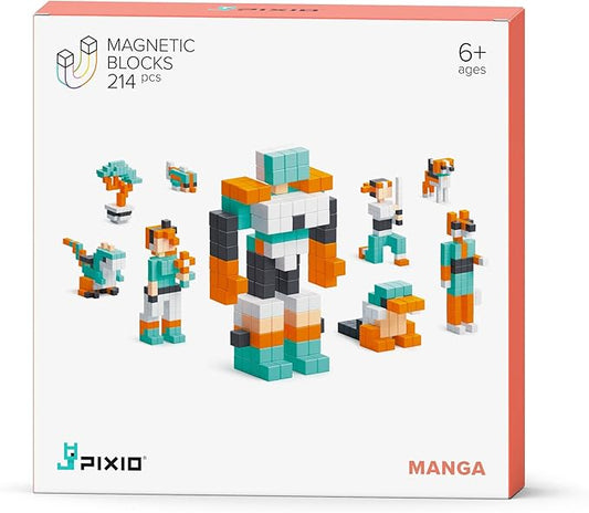 PIXIO Manga - Tiny Magnetic Blocks Building Toy in The Pixel Art Style with Free App - 5/16" Plastic Cubes with 6 Magnets Inside - Open Ended Toy - Creativity kit for Ages 6+
