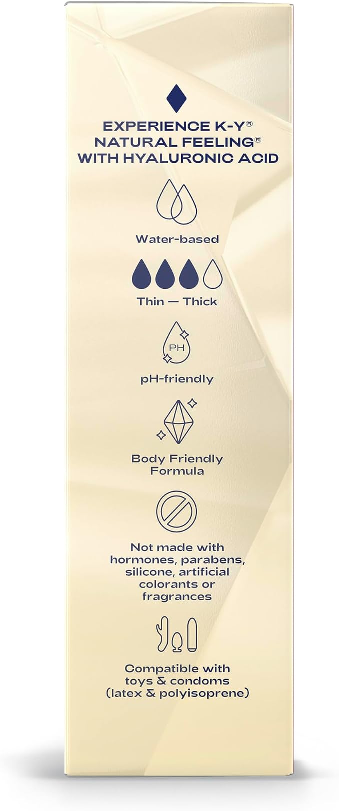 K-Y Natural Feeling with Hyaluronic Acid, Water Based Lube for Sex, Sex Toy & Anal Lube, Non-Sticky & pH-Friendly Personal Lubricant, Condom-Friendly, Travel Size, 2.5 Fl Oz