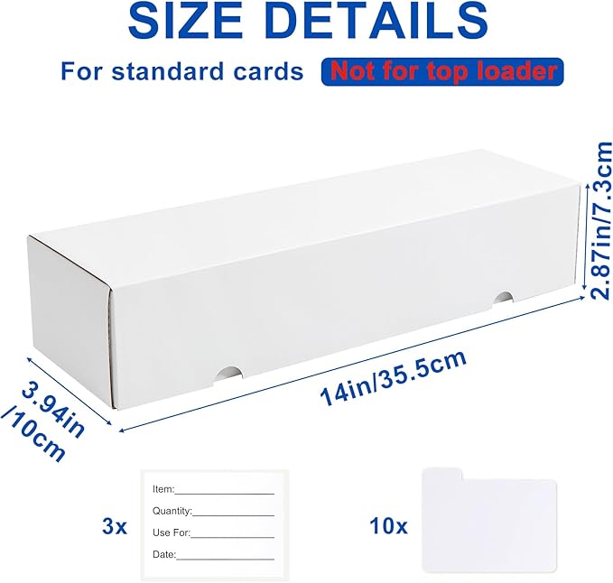 QINGUANG Trading Card Storage Box | 3 Pack • 1100 Count MTG Card Storage Box | with Dividers | White Corrugated Cardboard Sport Card Organizer for Basketball Card/TCG/Magic Collection