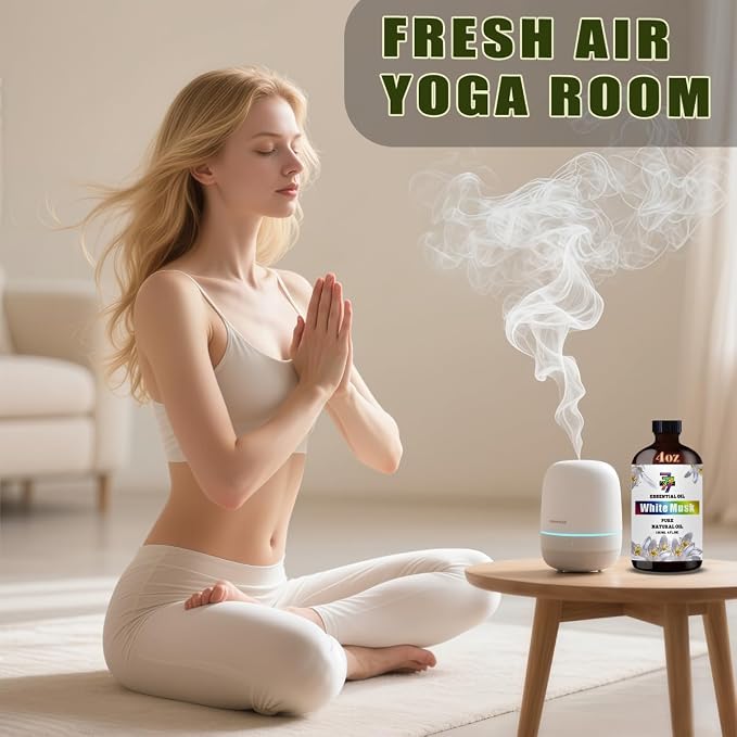 White Musk Essential Oil, White Musk Oils, for Diffuser, Humidifier, DIY Candles, Soap, Bedroom, Office, Yoga, Gift, Essential Oil, GV77ZF White Musk Fragrance Oil - 4 fl oz (120 ml)