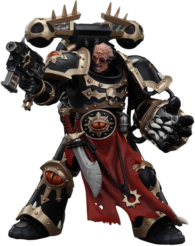 JOYTOY-Warhammer The Horus Heresy 1:18 Action Figure Chaos Space Marines Black Legion Chosen with Bolt Pistol and Power Fist-Collection Model Birthday Gifts