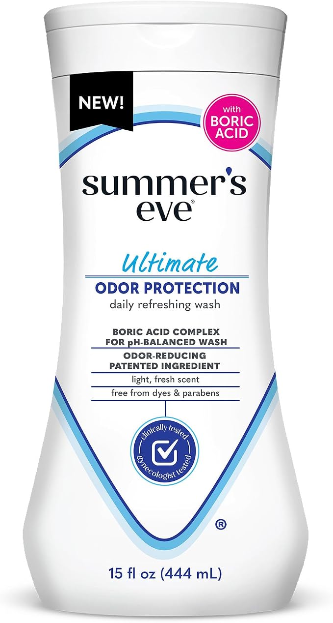 Summer's Eve Baby Powder Spray 3 Pack and Ultimate Odor Control Body Wash with Boric Acid, 15 Fl Oz