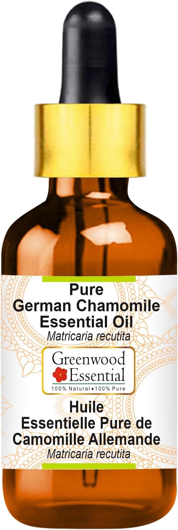 Greenwood Essential Pure German Chamomile Essential Oil (Matricaria recutita) with Glass Dropper Steam Distilled 30ml (1.01 oz)