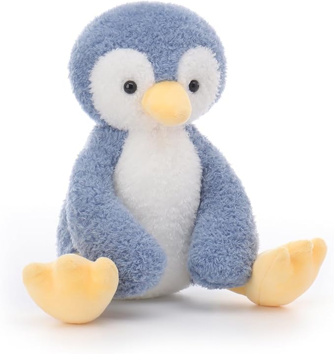 Apricot Lamb Dark Blue Velvet Penguin Stuffed Animals for Kids, Soft Cute Plush Toys for Baby Girl and Boy, 8.5 Inches