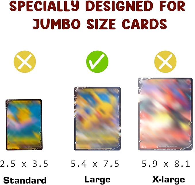 Jumbo Card Binder, HYMENEX 80 Pockets Trading Card Binder with 40 Removable Double Sided Jumbo Cards Sleeves and Zipper for Oversized Cards - Portable & Lightweight 5.4" x 7.5" (Size L)