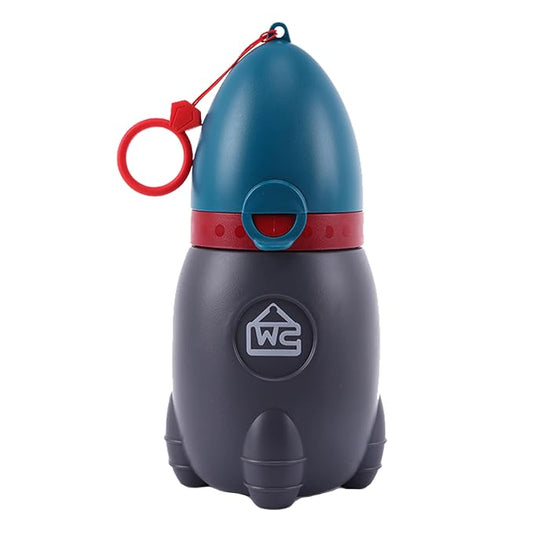 Pots Travel Urinal Portable Urinary Training Emergency Toilet for Camping Car Travel Outdoor Park Kids Boy Girl Rocket Design Grey and Blue 370ML