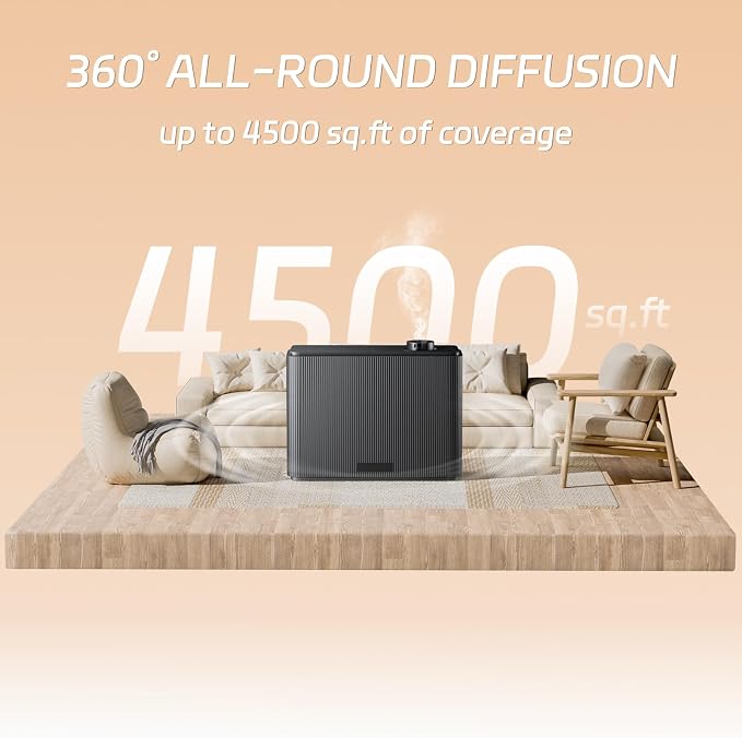 Smart Scent Air Machine for Home 1000mL Hotel Scent Diffuser for 4500 sq.ft HVAC Aroma Diffusers for Large Home Smart Bluetooth, Waterless Aromatherapy Ideal for Whole House (Black)