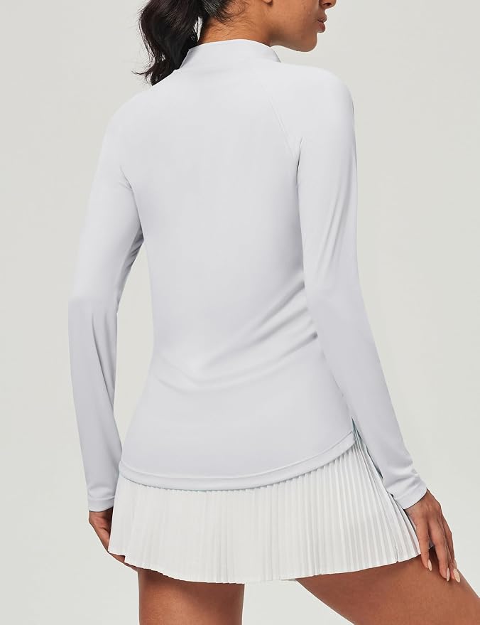 Heathyoga Long Sleeve Workout Tops for Women Golf Shirt UPF 50+ Swim Shirts for Woman UV Sun Protection Quarter Zip Pullover