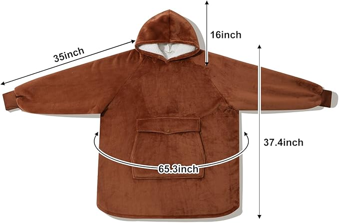 Krifey Wearable Blanket Hoodie, Oversized Sherpa Fleece Sweatshirt with Giant Pocket, Birthday Gifts for Women, Mom, Sister, Mocha Mousse