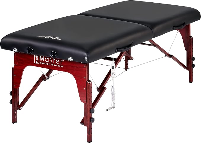 Master Massage 31" Montclair™ Portable Massage Table Package with Therma-Top® - Adjustable Heating System, Shiatsu Cables, & Reiki Panels! (Black)
