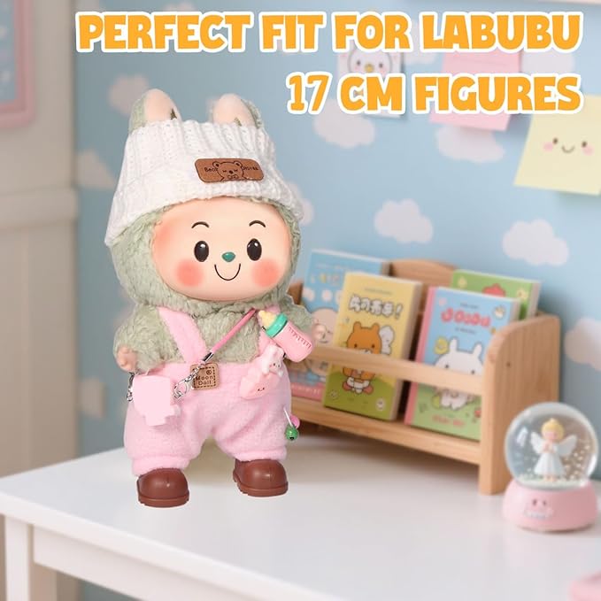 AICase for 17cm Doll Clothes/Outfit,Clothing Set for 17cm Doll,3 Piece Set Hat Clothing,Boys and Girls Stylish Adorable Clothes Accessories _Pink-16