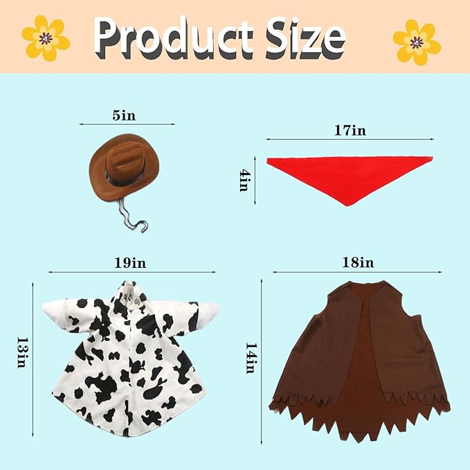 OBILAN Porch Goose Outfits, Western Cowboy Goose Outfits, and Cute Goose Clothes fit Large 23" H Statues for Outdoor Garden and Yard Decoration(Brown Denim)