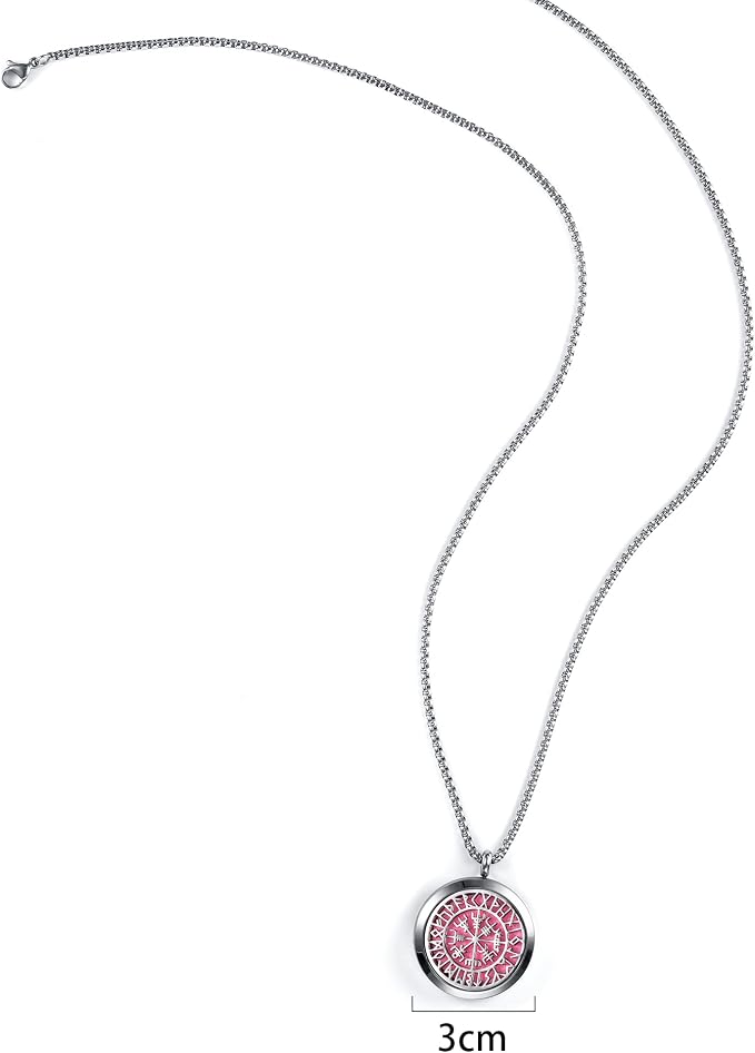 Norse Vikings Amulet Essential Oil Diffuser Necklace - Stainless Steel Locket- Best for Aromatherapy-Perfume, Fragrance, Scent Diffusers for Women