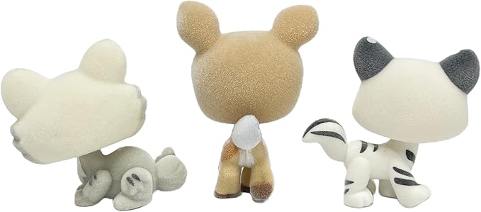 3pcs/Set Custom Flocked Pet Shop Toys Short Hair Cat Kitten Collie Great Dane Cocker Spaniel Dachshund Puppy Dog OOAK Compatible with LPS (#3585 and 634 and 1498)