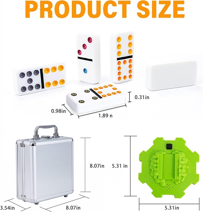 Yinlo Mexican Train Dominoes Set，Double 12 Dominoes with Train Sound Effect, Portable Travel Games, 91 Tiles Colored Dots Domino Game Set with Aluminum Case, Ideal Gift