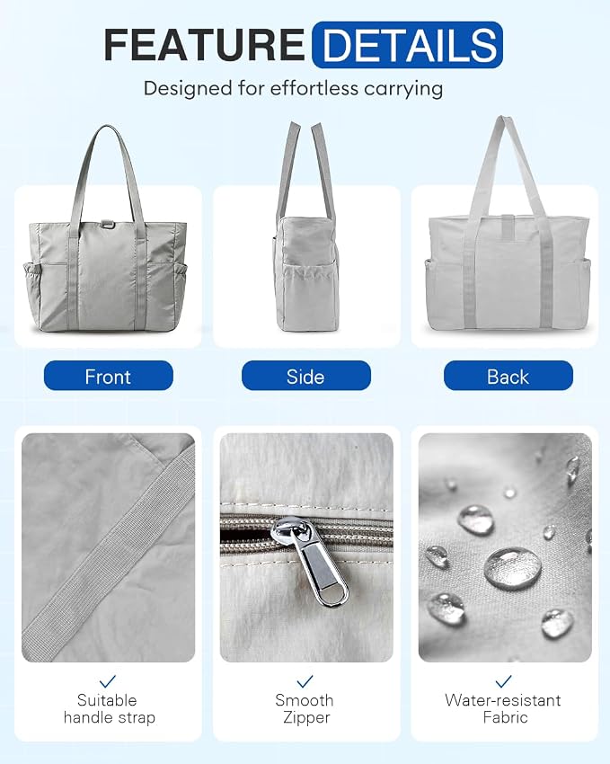 Tote Bag for Women, 26L Capacity Travel Purses Work Bag, Small Zipper Tote Bag for Travel Nurse Gym Teacher