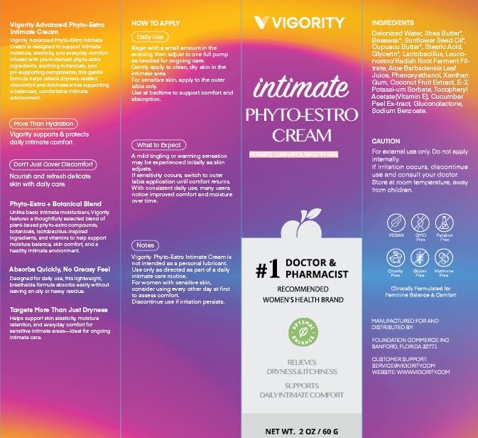 Vigority Intimate Phyto-Estro Cream for Women, Daily Intimate Moisturizer for Comfort & Hydration, Gentle Botanical Formula, Paraben-Free, 2 Pack