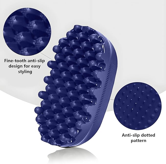 Rubber Curling Hair Brush，Premium Twist Tool for Afro Hair，Ideal for Curly, Coiled, 4C Hair，Quick & Easy Styling，Blue