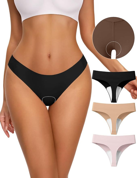 NIASOUL Thongs for Women Seamless Thong Panty Liners No Show Breathable G-Strings Workout Underwear