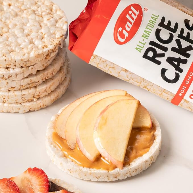 Galil Ultra-Thin Natural Rice Cakes Lightly Salted | Vegan, All-Natural, Non-GMO, Kosher, Low Fat, Gluten Free Natural Snack | Ultra Thin Rice Cake Snacks | Healthy Crunchy Snack | Pack 3 (3.5 oz)