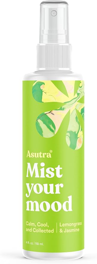 Asutra Lemongrass & Jasmine Multi-Use Natural Aromatherapy Room Spray, Calming Linen & Pillow Mist, Fabric Spray for Sleep & Bed, 4 fl oz