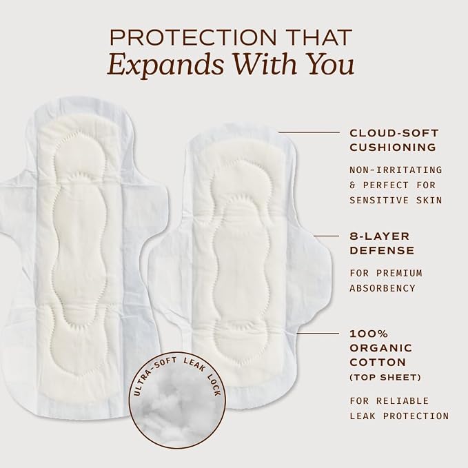 August Regular & Super Organic Pads for Women, 36 (18+18) Ultra Thin Pads with Wings, Hypoallergenic Sanitary Napkins with Organic Cotton Topsheet, Compostable Wrapper, Non-Toxic, Fragrance-Free