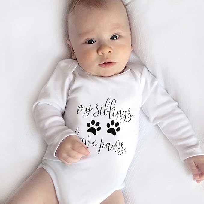 listery My Siblings Have Funny Paws Bodysuit Have Paws Baby Bodysuit Baby Paws Romper Dog Baby Bodysuit