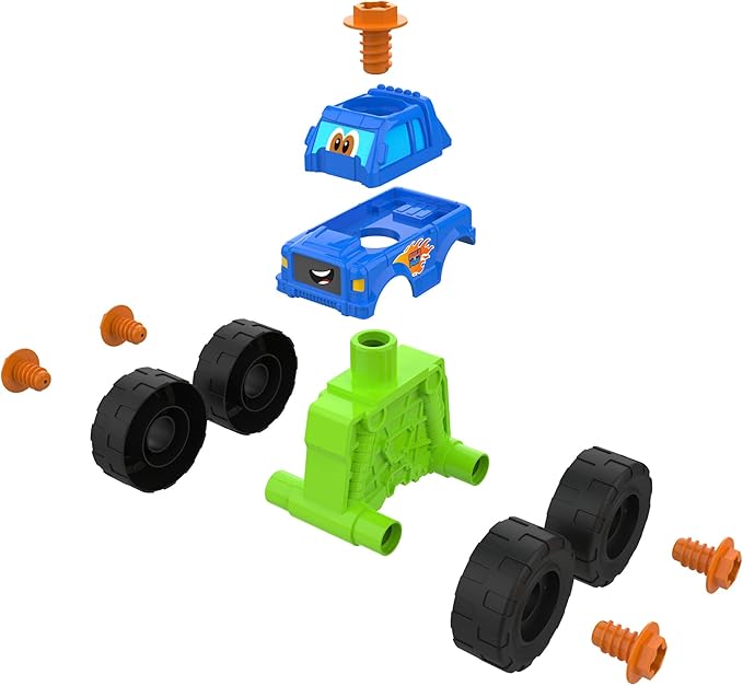Build-A-Buddy Monster Truck - 2-in-1 Building Toys with Hand Ratchet for Take Apart Play - Toddler STEM Building Set - Construction Toy for Ages 18 Months and Up