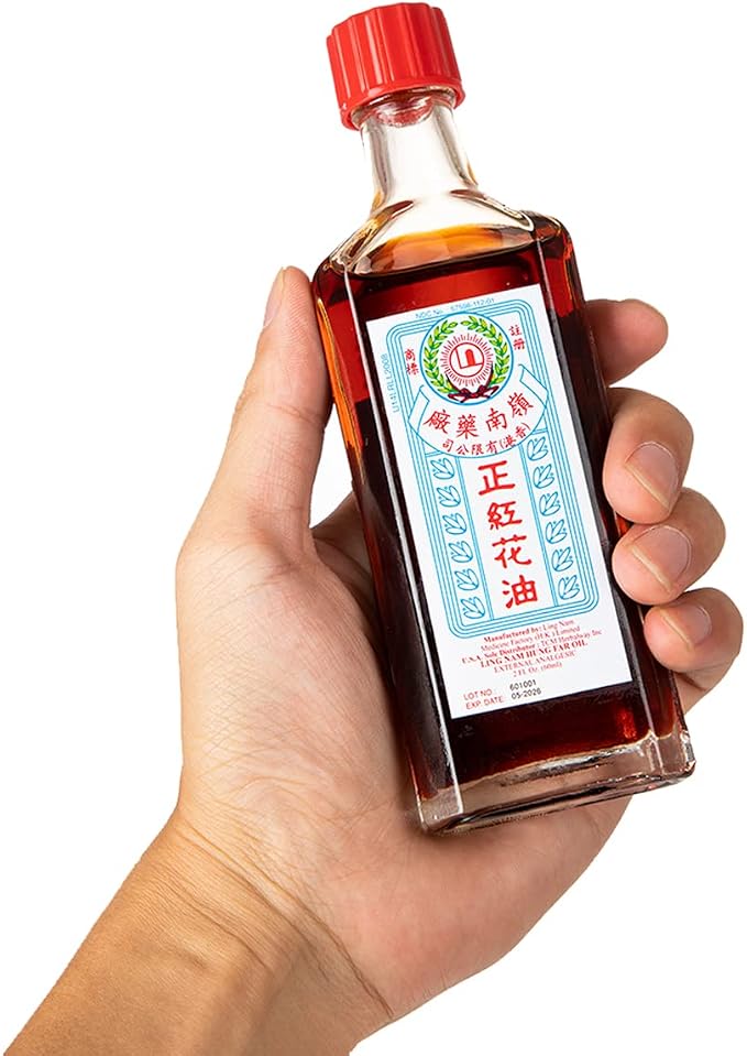 Ling Nam Hung FA Red Flower External Analgesic Oil, Simple Backache Strains Bruises Sprain, Authentic US Import 60ML (1)