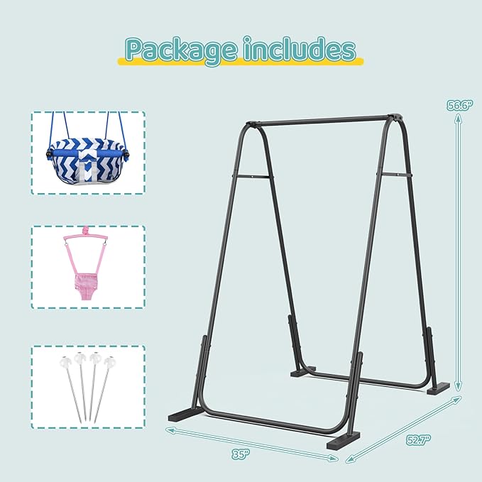Slevoo 2 in 1 Baby Jumper Swing, Portable Toddler Swing with Foldable Stand, Indoor Outdoor Baby Jumpers and Bouncers, 6 Months to 6 Years, Pink
