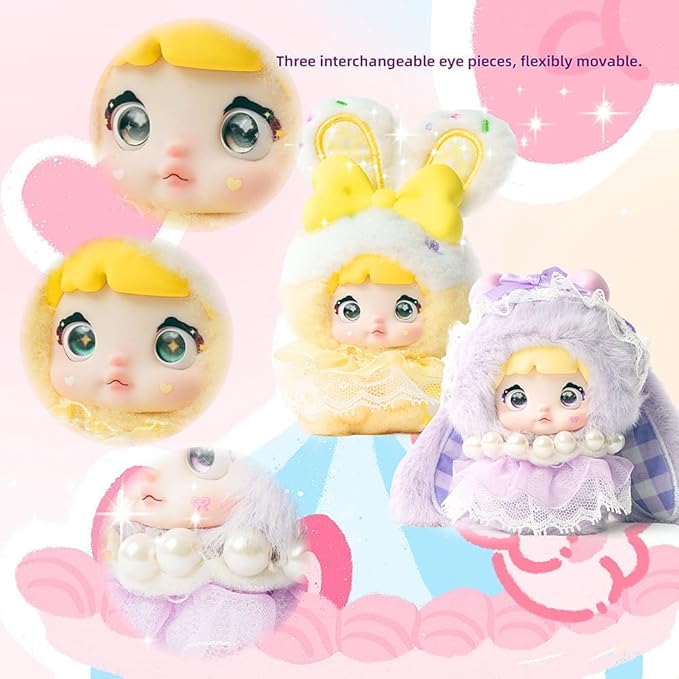 Nommi Baby Plush Blind Box， Plush Figure Toys 1PC (1 of 10 Possible Styles) Nommi Baby Sweethert Bunny Series Birthday Gifts 5 in