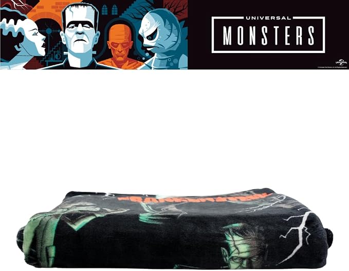 Universal Monsters Frankenstein Halloween Horror Throw Blanket, Super Soft Cozy Plush Bedding, 50" x 70", (Officially Licensed Product) by Franco