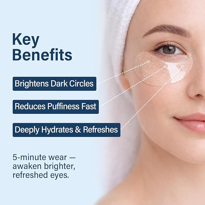 Tintark SIRIUSLY BRIGHT Under Eye Patches 28 Pairs, 15-Min Revitalizing Eye Masks with Caffeine Hyaluronic Acid Iris Moss to Reduce Dark Circles and Puffiness, Brightening & Depuffing Gifts for Women