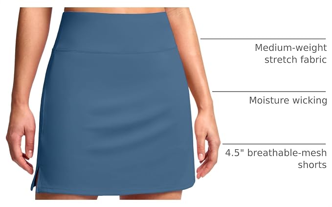 16" Skorts with 2 Pockets | Side Slits, High Waisted, A Line, Casual, Pickleball, Athletic, Golf, Tennis Skirt, for Women