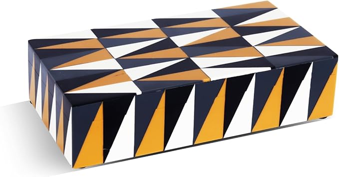 Handicrafts Home Decorative Storage Box with Lid, Decorative Remote Holder Box, Coffee Table Storage Box for Living Room, Console Table & Shelf Decor, Puzzle Guild 10 x 6 x 2.5 (Multicolor Box)