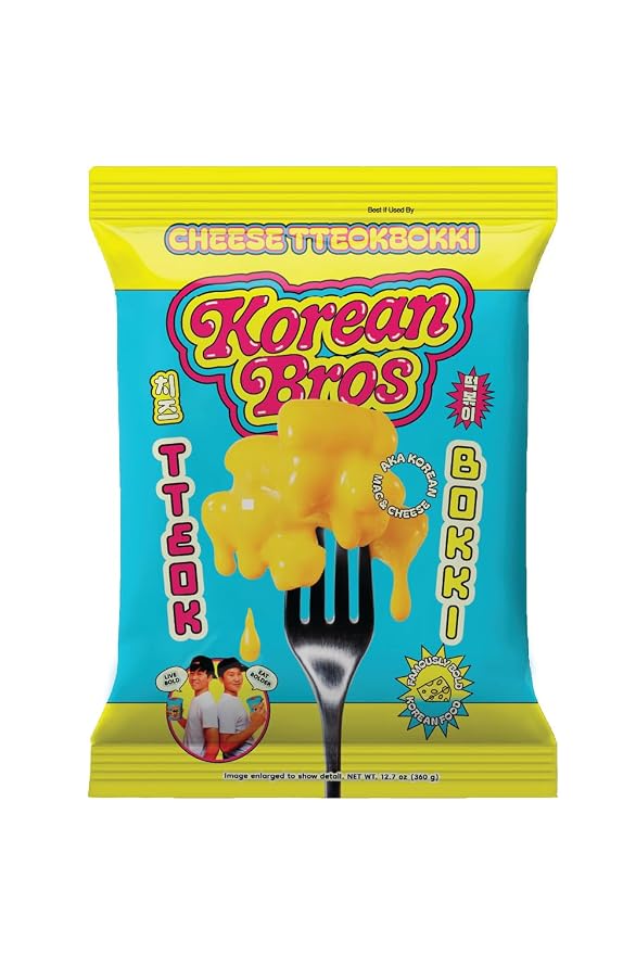 Korean Bros Cheese Tteokbokki (360g) Creamy Rice Cakes | Korean Street-Style Snack or Meal, 2 Servings