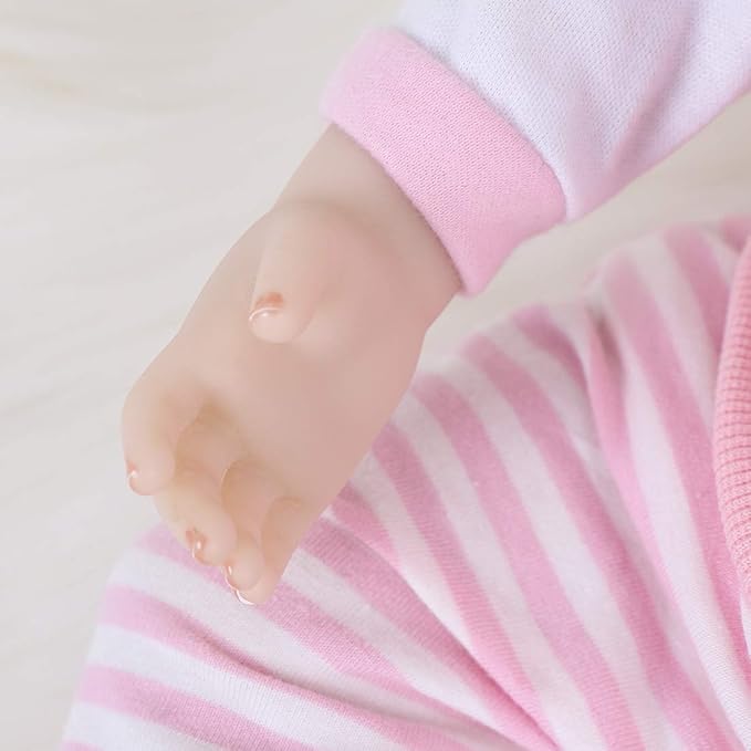 ENADOLL Lifelike Reborn Baby Dolls - Realistic Baby Doll 16 inch Newborn Girl Doll with Feeding Accessories Gift Set (Pink Vest)