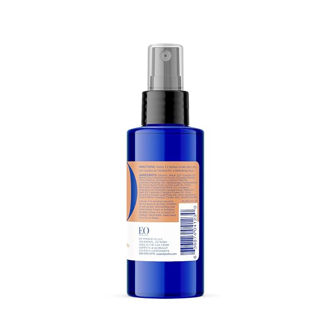 EO Deodorant Spray, 4 Ounce (Pack of 3), Orange Blossom Vanilla, made with Essential Oils for Men and Women