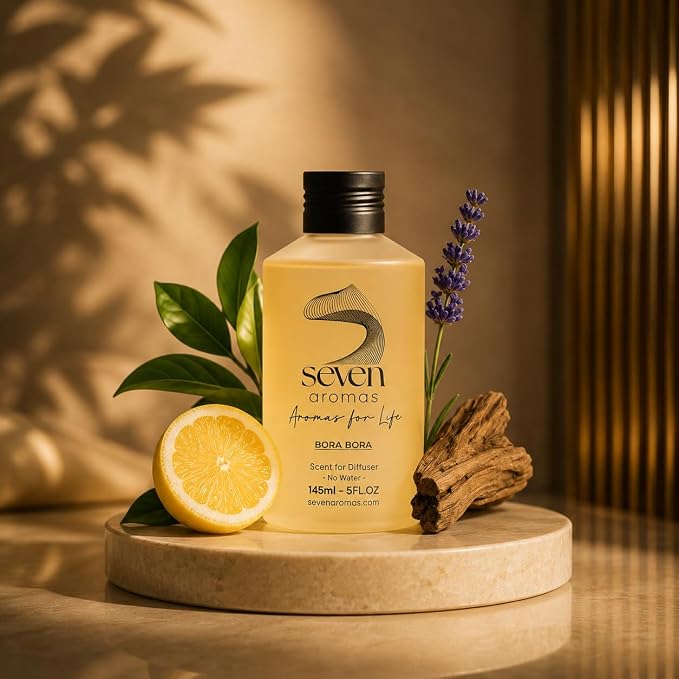 SevenAromas Bora Bora | 145ml 5oz Hotel Scent Diffuser Oil | Aquatic | Ginger, Lavender & Cedar Amber | Luxury Home Aromatherapy